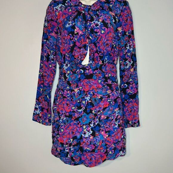 Zara Purple Long Sleeve Cutout Mini Dress - Picture 1 of 10